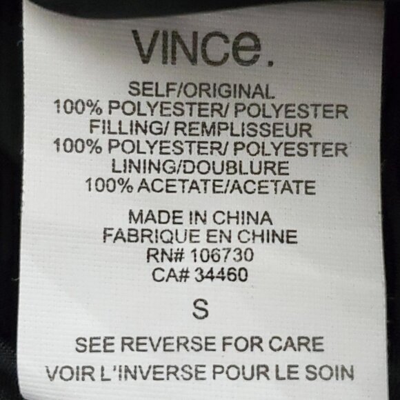 Vince Puffer Button Up Stand Collar Hi-Low Bomber Jacket Black Size Small - Picture 10 of 10